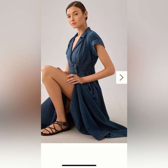 Maeve Denim V-neck wrap midi dress size 2 - Picture 2 of 10